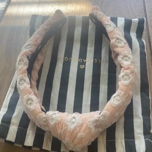 Peach embroidered Lele Sadoughi headband